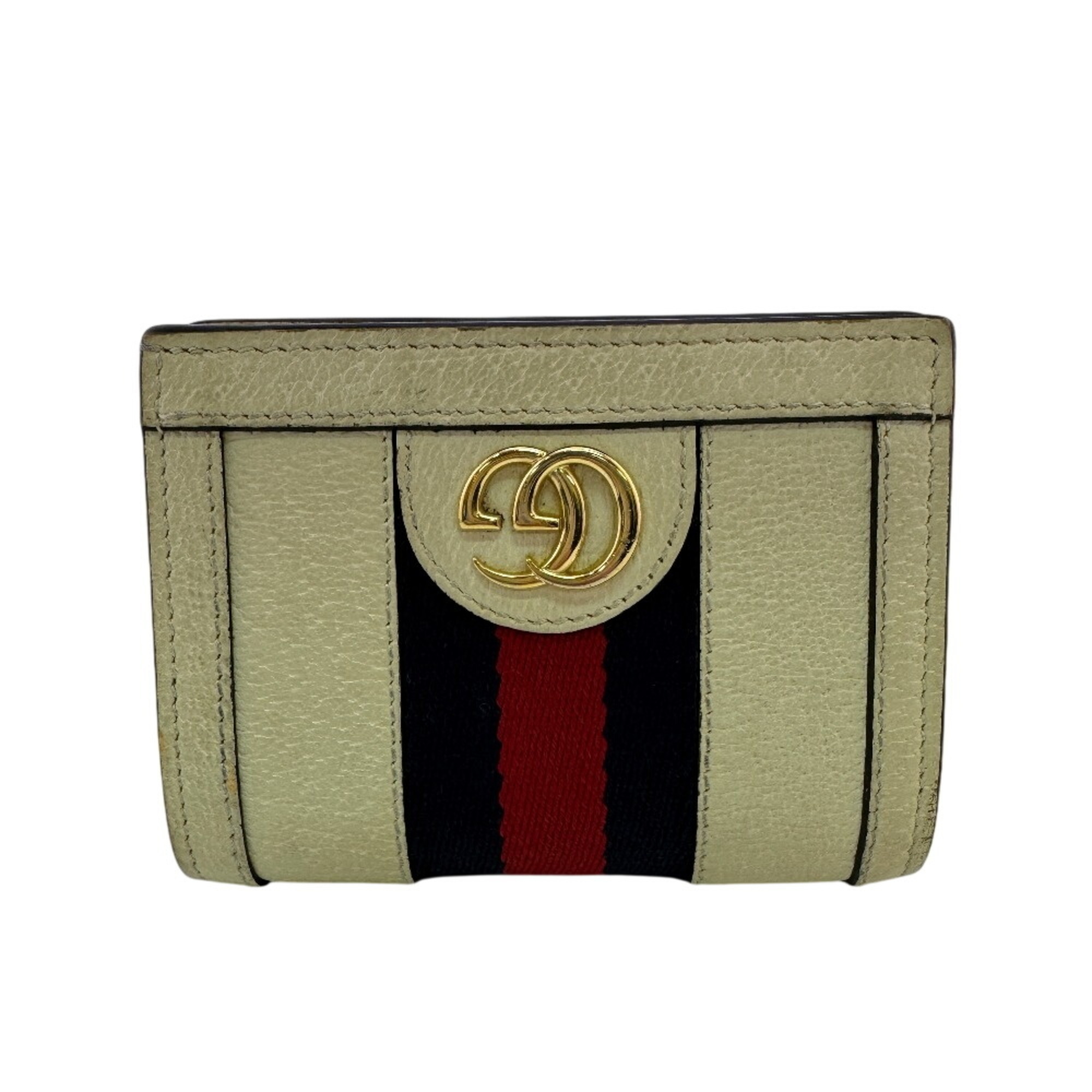 Gucci 523155 Compact Sherry Line Bi-Fold Wallet, White